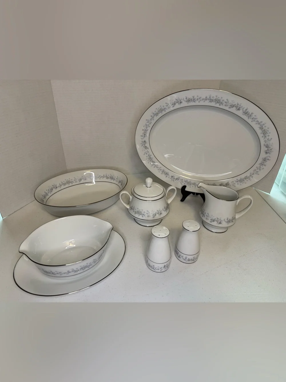 Noritake Marywood 2181 Oval Serving Bowl & Platter, Sugar & Creamer & S&P